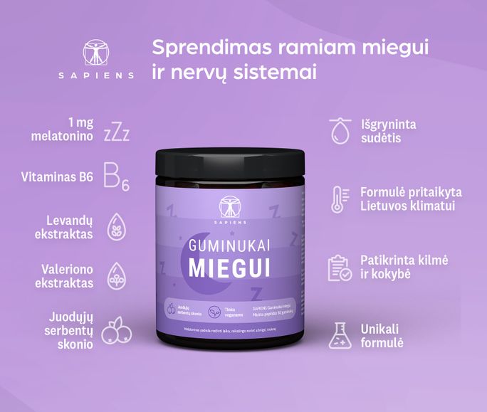 SAPIENS Miegui Skirti guminukai, 60 vnt. - 2