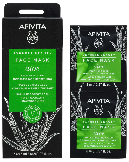 APIVITA Express Beauty Moisturizing With Aloe (8 ml) sejas maska, 2 gab. - 1