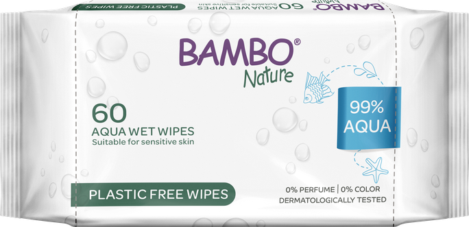 BAMBO NATURE 99% ūdens mitrās salvetes, 60 gab. - 1