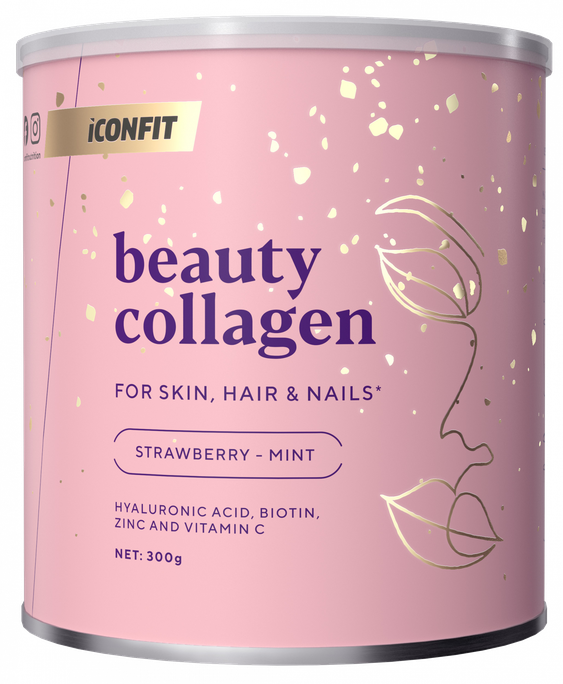 ICONFIT Beauty Collagen - Zemeņu-Piparmētras pulveris, 300 g - 1