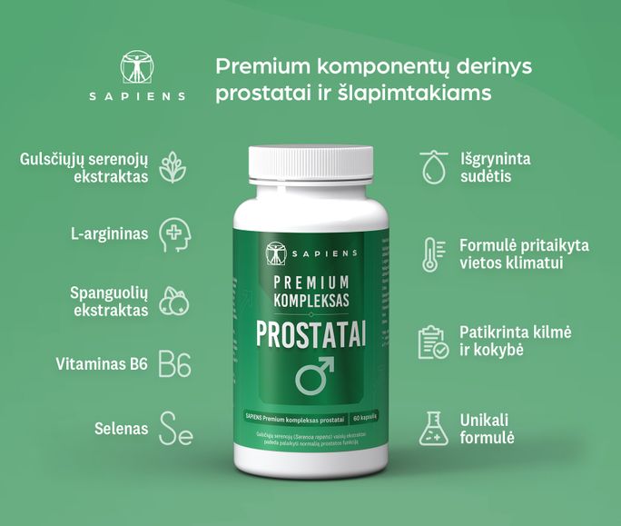 SAPIENS Premium Prostate Complex kapsulės, 60 vnt. - 2