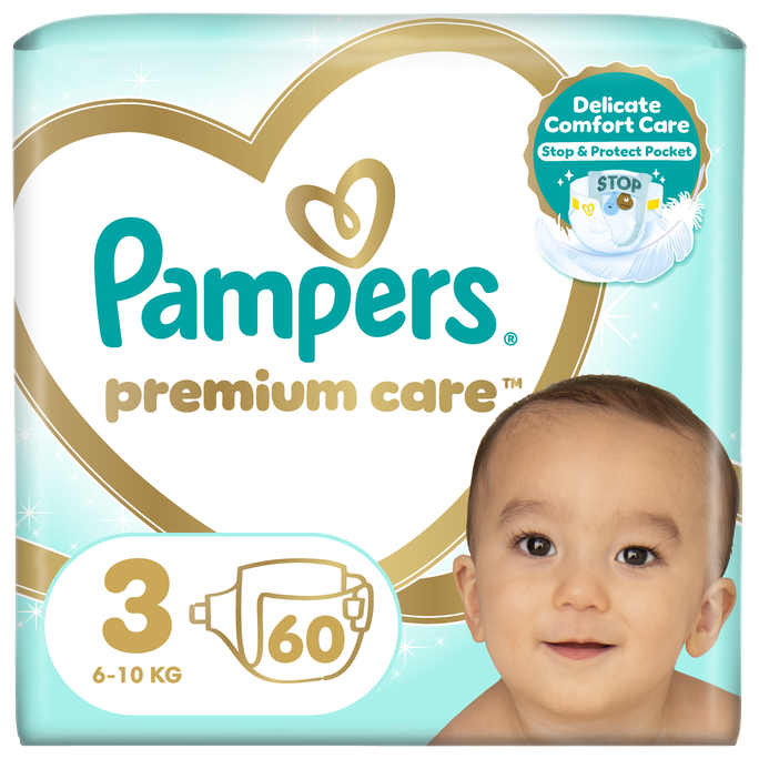 PAMPERS Premium Care-3 (6-10 kg) autiņbiksītes, 60 gab. - 1
