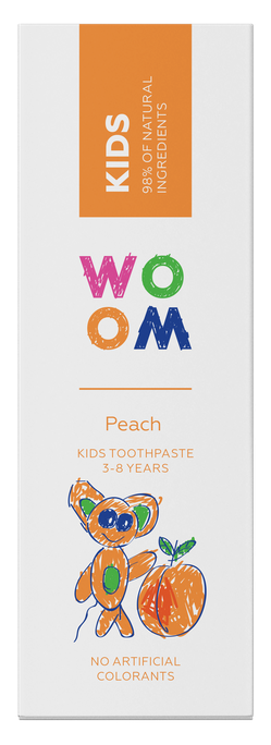 WOOM Kids Peach 3-8 gadi zobu pasta, 50 ml - 2