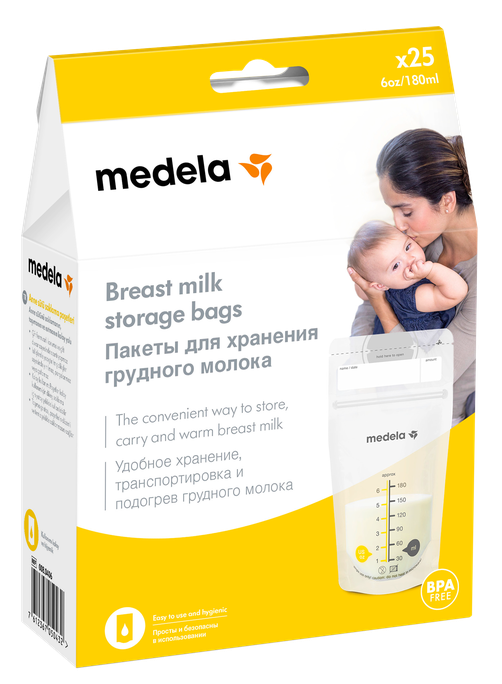 MEDELA 180 ml krūts piena uzglabāšanas maisiņi, 25 gab. - 1
