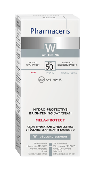 PHARMACERIS W Mela-Protect Spf 50+ Hydro-Protective Brightening sejas krēms, 50 ml - 2