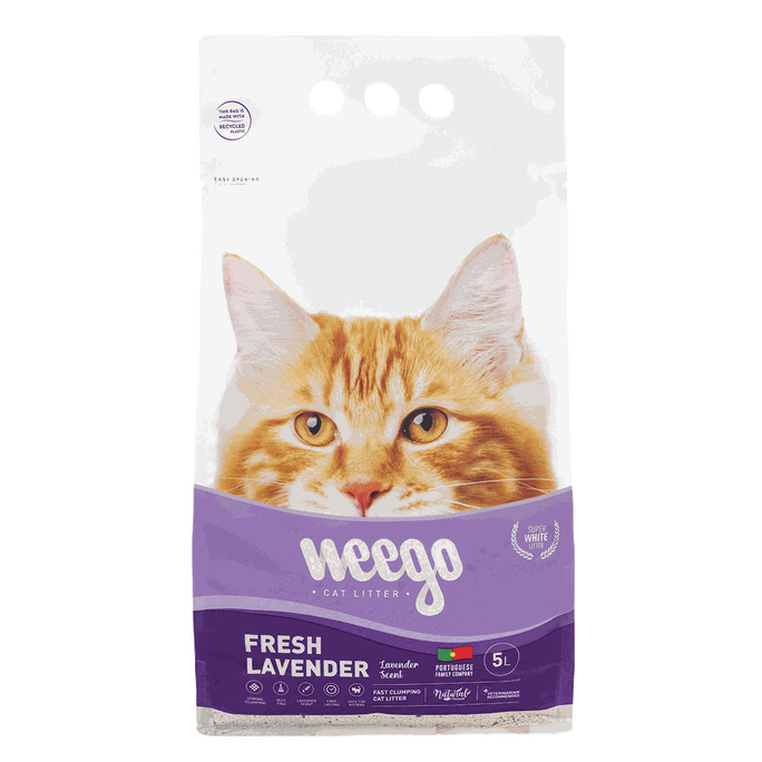 WEEGO Fresh Lavender cementējošās smiltis kaķiem, 5 L - 1
