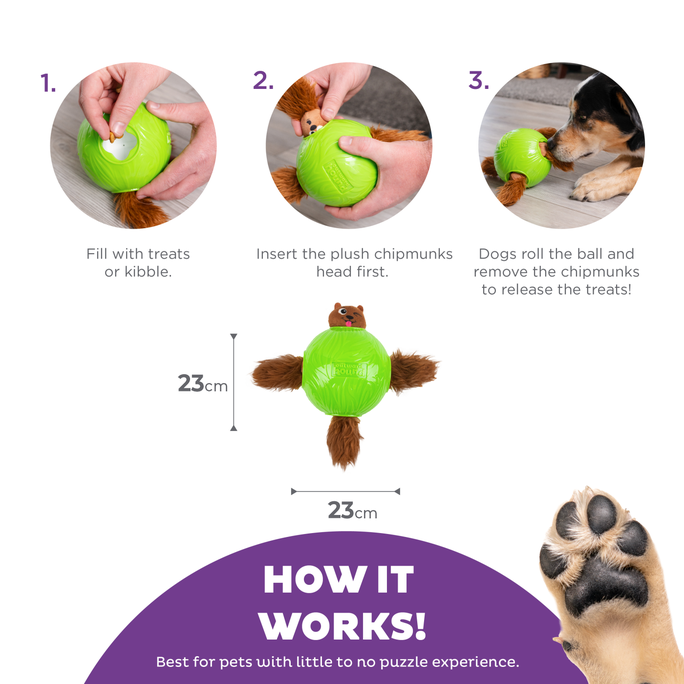OUTWARD HOUND Puzle Snuffle N' Treat Ball, Zaļa, S rotaļlieta, 1 gab. - 3