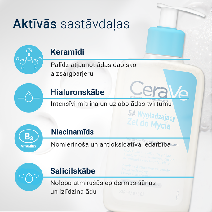 CERAVE SA Smoothing mazgāšanās želeja, 236 ml - 4