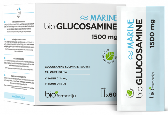 BIOFARMACIJA Glucosamine Marine 1500 mg pulveris, 60 gab. - 1