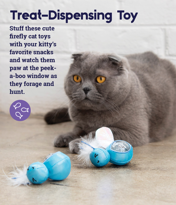 PETSTAGES Firefly Treat Stuffer, Zila rotaļlieta, 2 gab. - 2