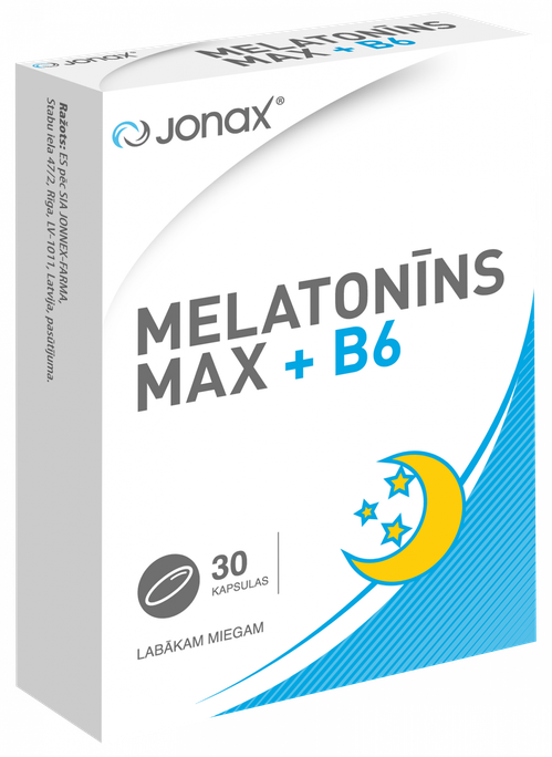 JONAX Melatonīns Max + B6 kapsulas, 30 gab. - 1