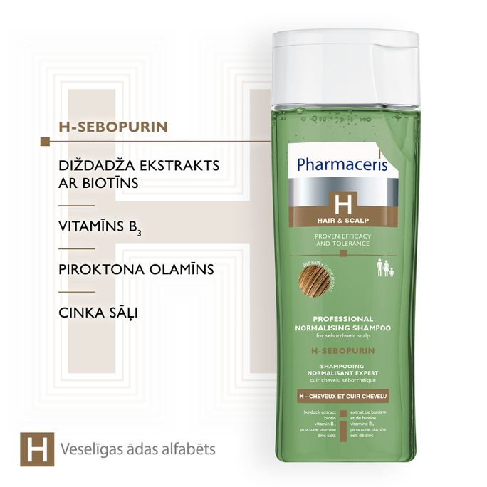 PHARMACERIS H-SEBOPURIN šampūns, 250 ml - 3