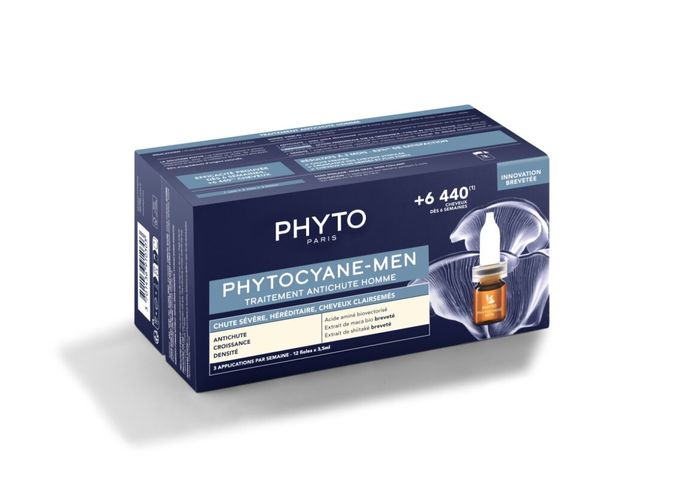 PHYTO Phytocyane-Men Progressive vyrams nuo plaukų slinkimo skirta procedūra, ampulės, 12 vnt. - 2