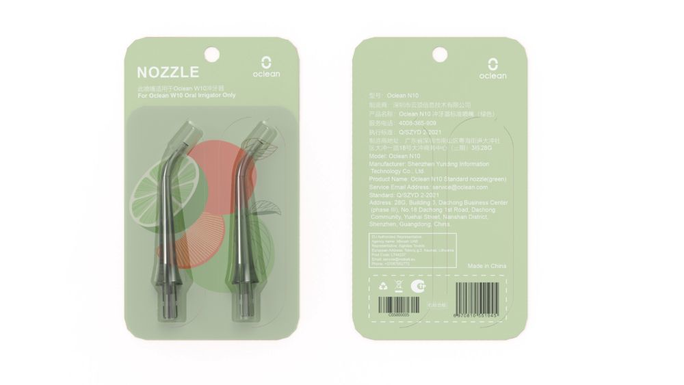 OCLEAN W10 Green irigatora uzgaļi, 2 gab. - 2