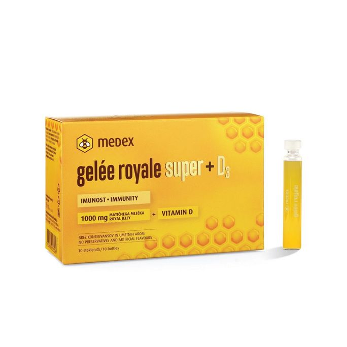 MEDEX Gelée Royale Super + D3 shot (9 ml) pudelītes, 16 gab. - 2