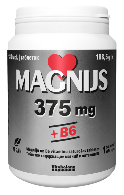 VITABALANS Magnijs 375 mg + B6 tabletes, 180 gab. - 1
