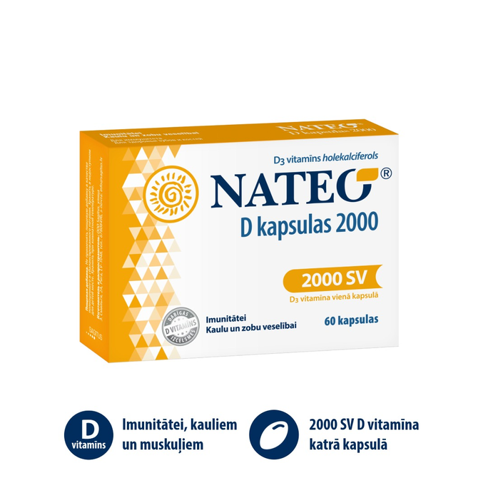 NATEO D 2000 SV kapsulas, 60 gab. - 2