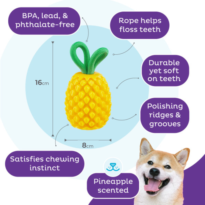 OUTWARD HOUND Dental Pineapple, Dzeltena rotaļlieta, 1 gab. - 4