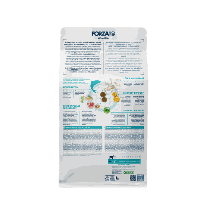 FORZA10 Monodiet Medium Adult Ar Zivi, Suņiem sausā barība, 1.5 kg - 2