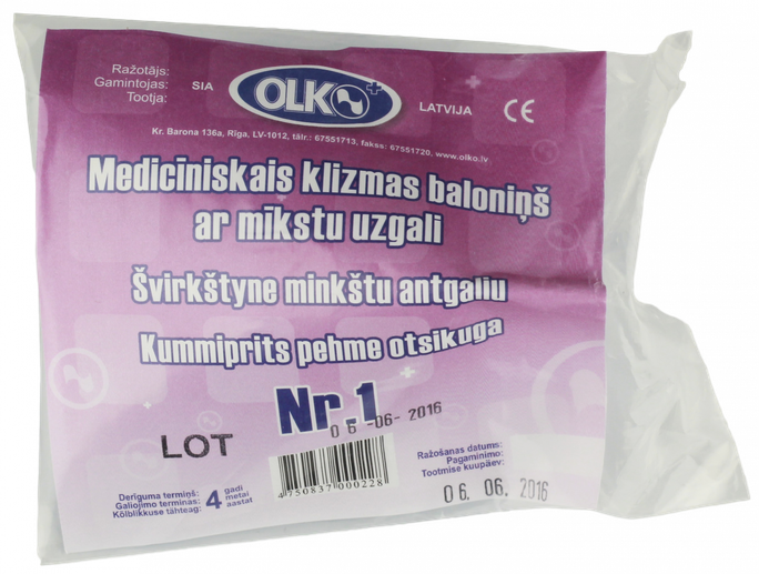 OLKO ar mīksto uzgali, 1.izmērs medicīniskais klizmas balons, 1 gab. - 1