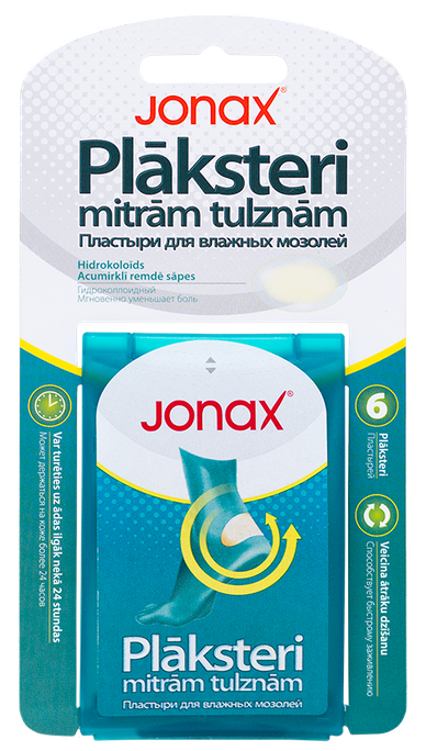 JONAX nuo šlapių nuospaudų 4,4 x 6,9 cm, 6 vnt. pleistrai nuo pūslių, 6 vnt. - 1