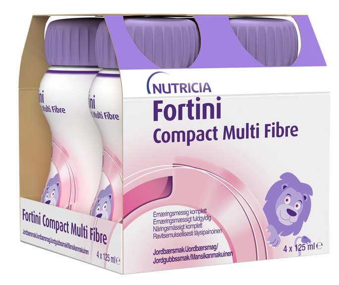 NUTRICIA Fortini Compact Multi Fibre (ar Zemeņu Garšu), 125 ml dzēriens, 4 gab. - 1