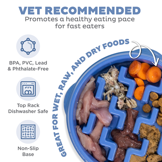 OUTWARD HOUND Fun Feeder Notch, Zila, M, Lēnēšanas bļoda, 1 gab. - 4