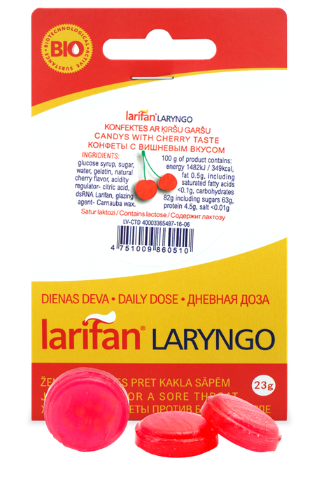 LARIFAN Laryngo ķiršu želejas konfektes, 23 g - 1