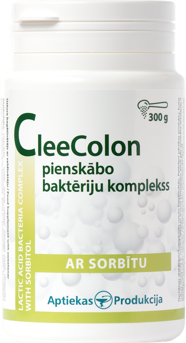 APTIEKAS PRODUKCIJA CleeColon Pienskābo Baktēriju Komplekss Ar Sorbītu pulveris, 300 g - 1