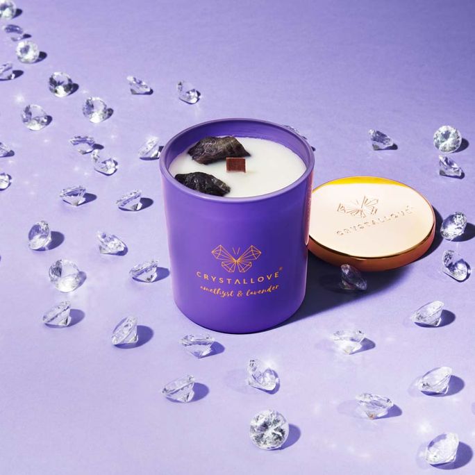 CRYSTALLOVE Amethyst & lavender soy aromātiskā svece, 1 gab. - 3