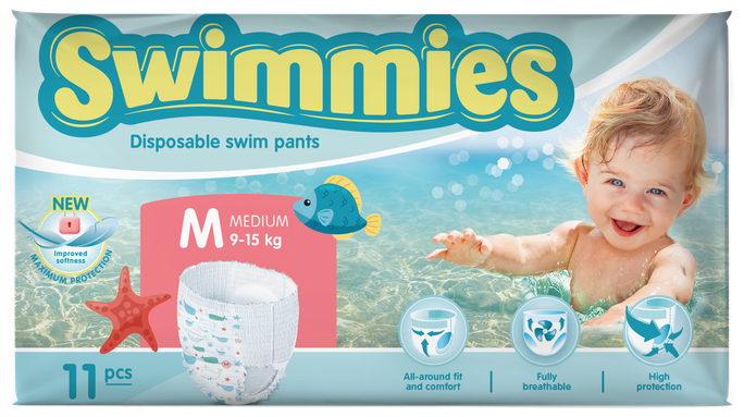 MOLTEX Swimmies M (9-15 kg) peldēšanas biksītes, 11 gab. - 2