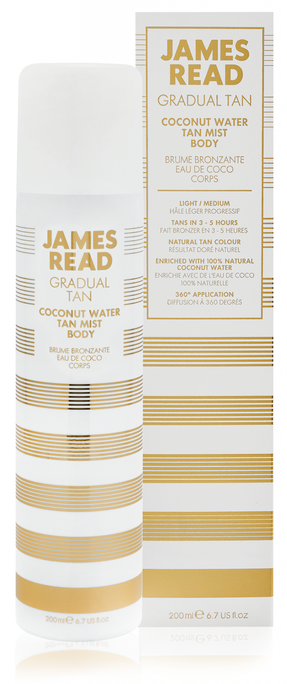 JAMES READ Gradual Tan Coconut Water Body Tan, savaiminio įdegio purškalas, 200 ml - 2