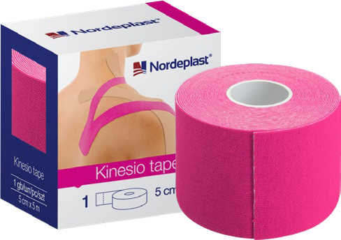 NORDEPLAST rozā, 5cm x 5m kinezioloģiskais teips, 1 gab. - 1