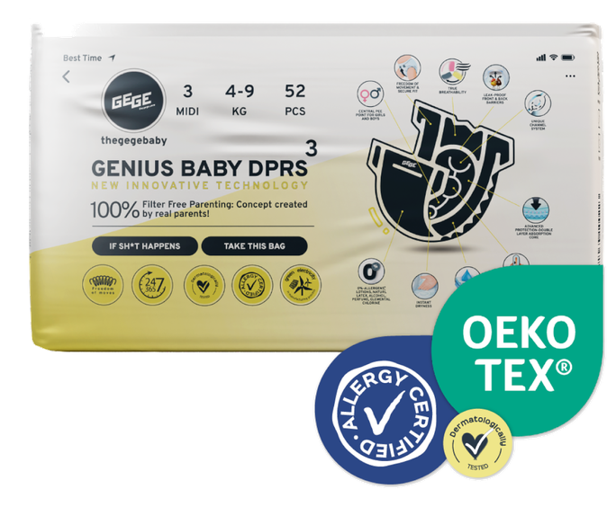 GEGE Genius Baby DPRS (4-9 kg) Midi 3 autiņbiksītes, 52 gab. - 1