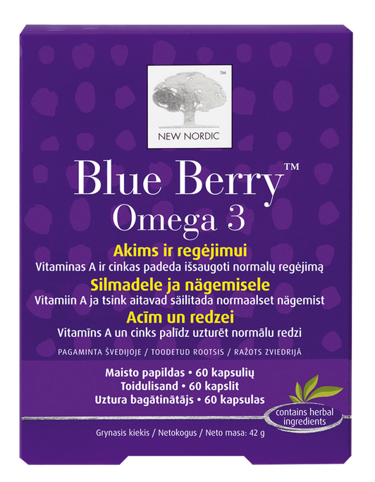 NEW NORDIC Blue Berry Omega 3 kapsulas, 60 gab. - 1