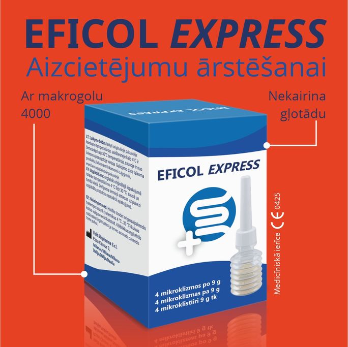 EFICOL EXPRESS 9g mikroklizma, 4 gab. - 2