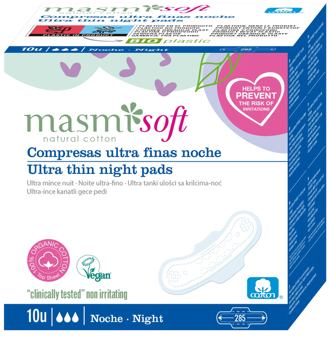 MASMI Organic Cotton, Soft Ultrathin Night With Wings ikdienas ieliktnīši, 10 gab. - 1
