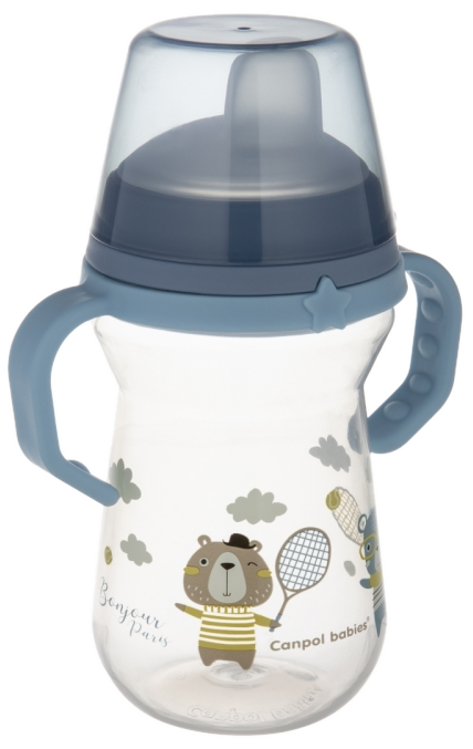 CANPOL BABIES FirstCup Bonjour Paris Blue krūzīte ar rokturiem, 250 ml - 1