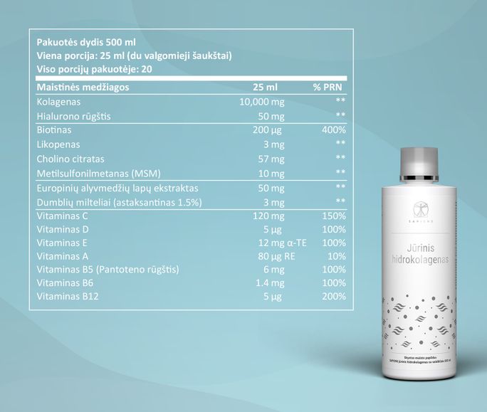 SAPIENS jūrinis hidrokolagenas skystis, 500 ml - 3