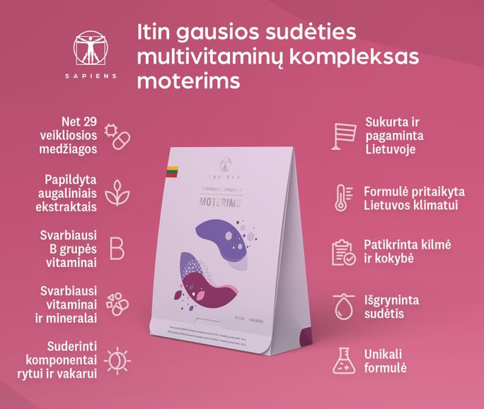 SAPIENS Multivitaminų Kompleksas Moterims tabletės, 60 vnt. - 2