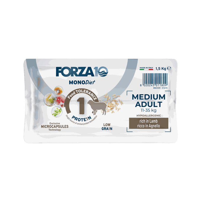 FORZA10 Monodiet Medium Adult Ar Jēru, Suņiem sausā barība, 1.5 kg - 3
