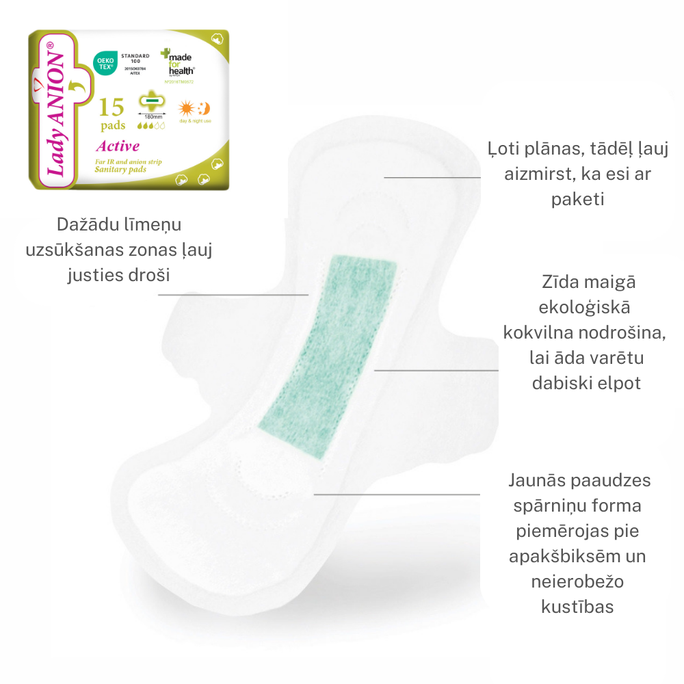 LADY ANION Active higiēniskās paketes, 15 gab. - 2