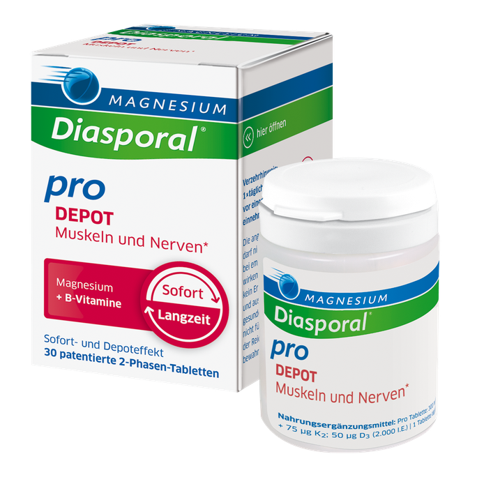 MAGNESIUM DIASPORAL Pro Depot Muskuļiem Un Nerviem tabletes, 30 gab. - 2