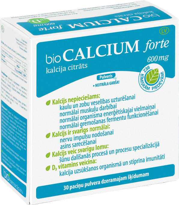 BIOFARMACIJA Biocalcium forte 600 mg pulveris, 30 gab. - 1