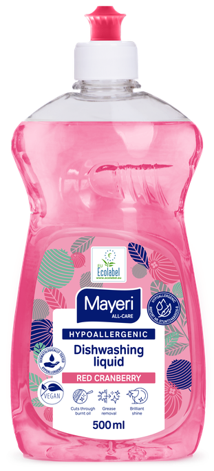 MAYERI Hipoalerģisks Cranberry trauku mazgāšanas līdzeklis, 500 ml - 1