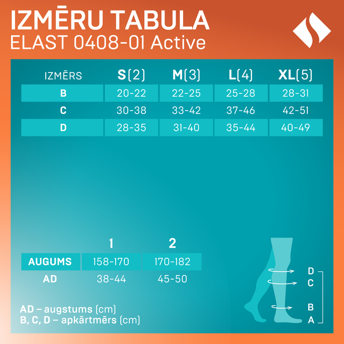 TONUS ELAST Latviska dizaina LIMITED EDITION, 0408-01 Active, bordo/melns, 2.aug., 3.izm. kompresijas getras, 1 gab. - 3
