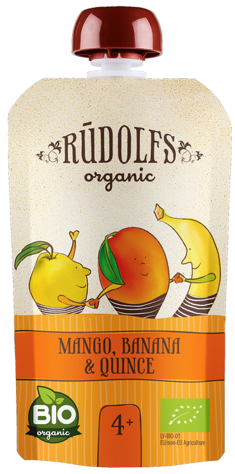 RŪDOLFS Mango, Banāns, Cidonija BIO 4+ biezenis, 110 g - 1