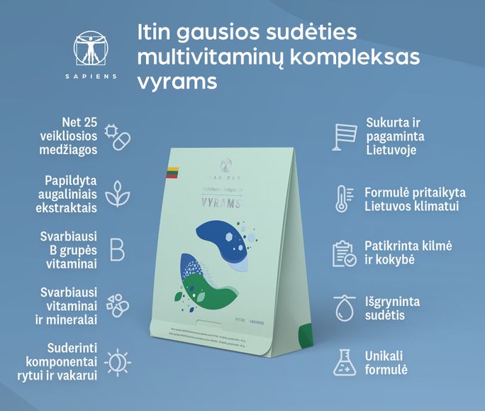 SAPIENS Multivitaminų Kompleksas Vyrams  tabletės, 60 vnt. - 2