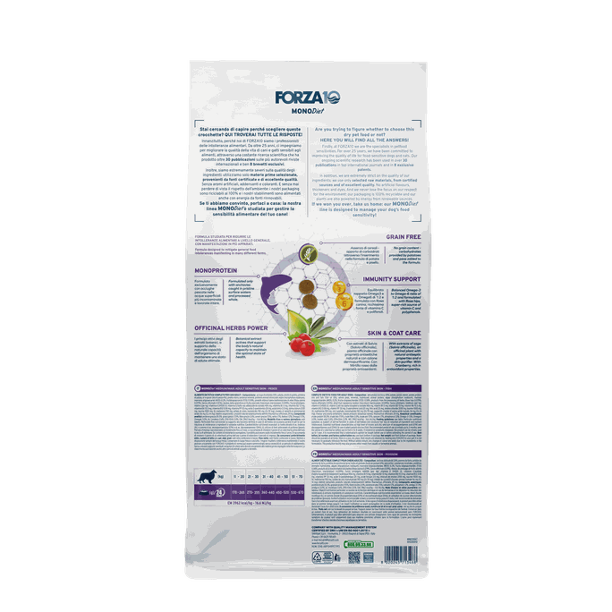 FORZA10 Monodiet Sensitive Skin Medium/Maxi Adult Ar Zivi, Suņiem sausā barība, 10 kg - 2