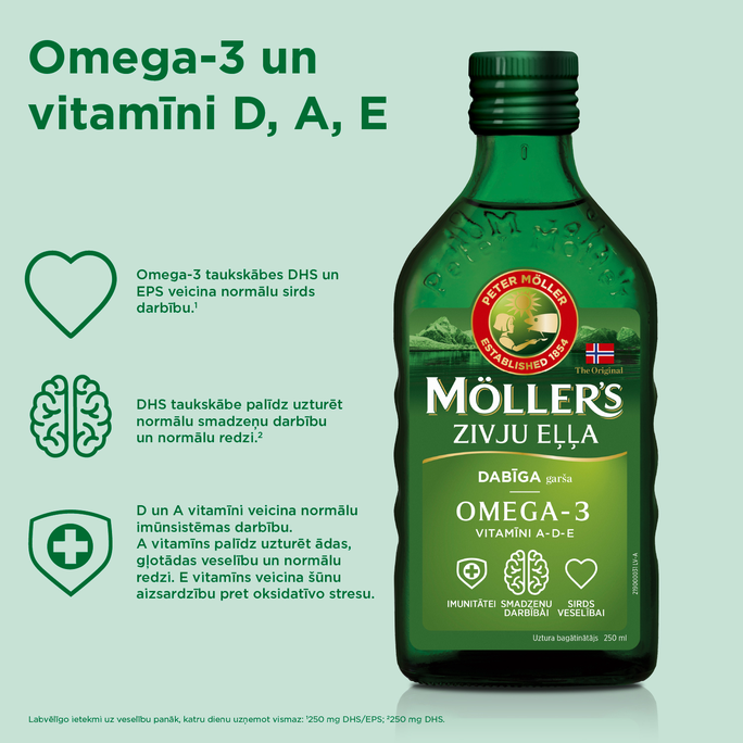 MOLLERS zivju eļļa (dabīga garša), 250 ml - 2